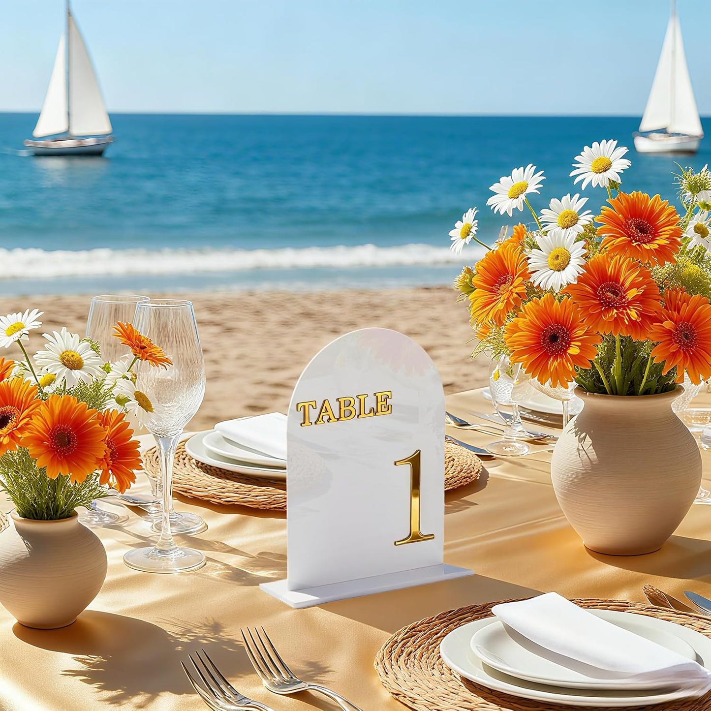 Arch Wedding Table Numbers 1-10 with Stands, 5" X 7" Double Sided Acrylic Wedding Sign Holders, Durable Non-Fading Table Number for Wedding Reception, Events, and Centerpieces