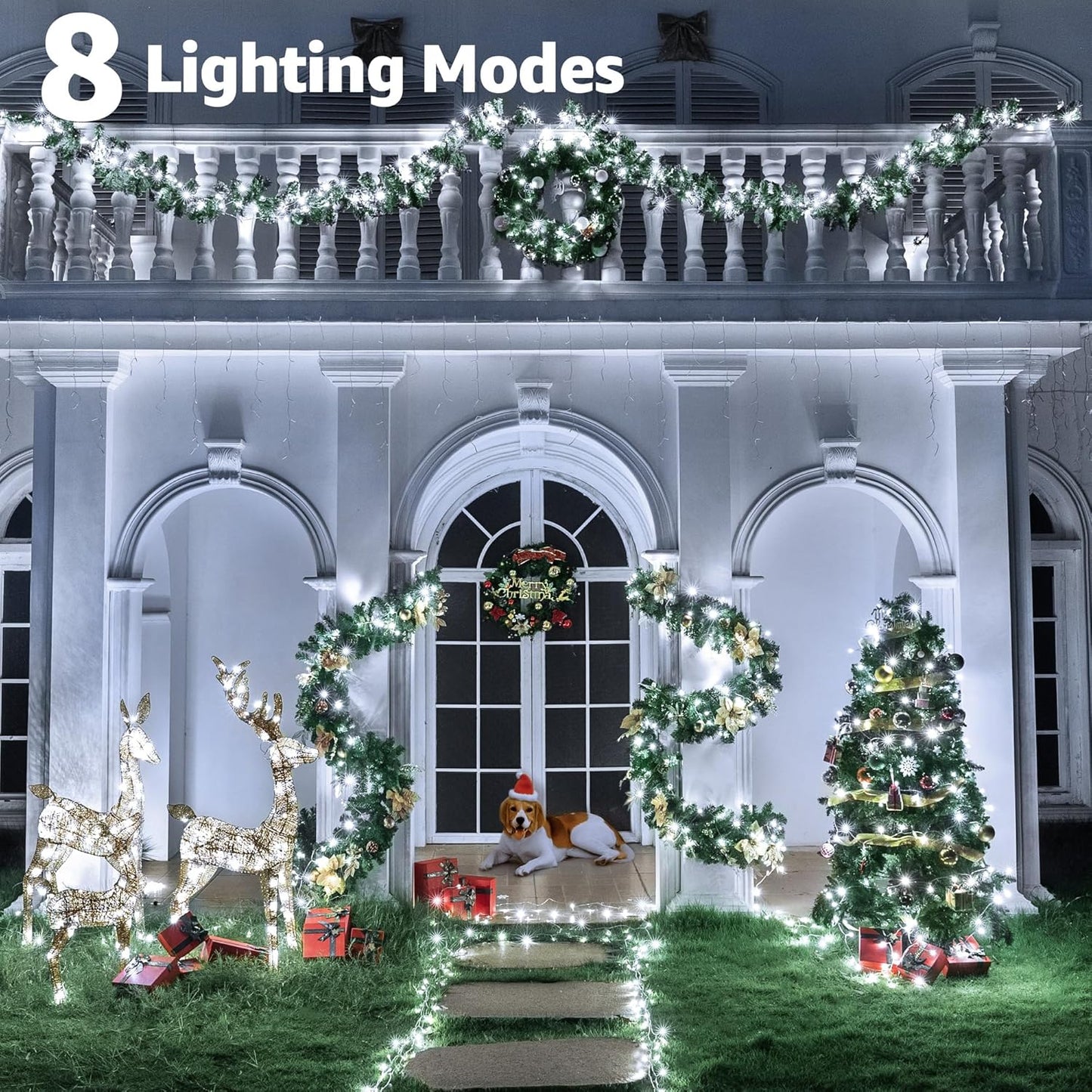 1000 LED 328 FT Christmas Light Outdoor, 8 Lighting Modes White String Lights with Remote, Christmas Lights for Outside Classroom Wedding Party Decor