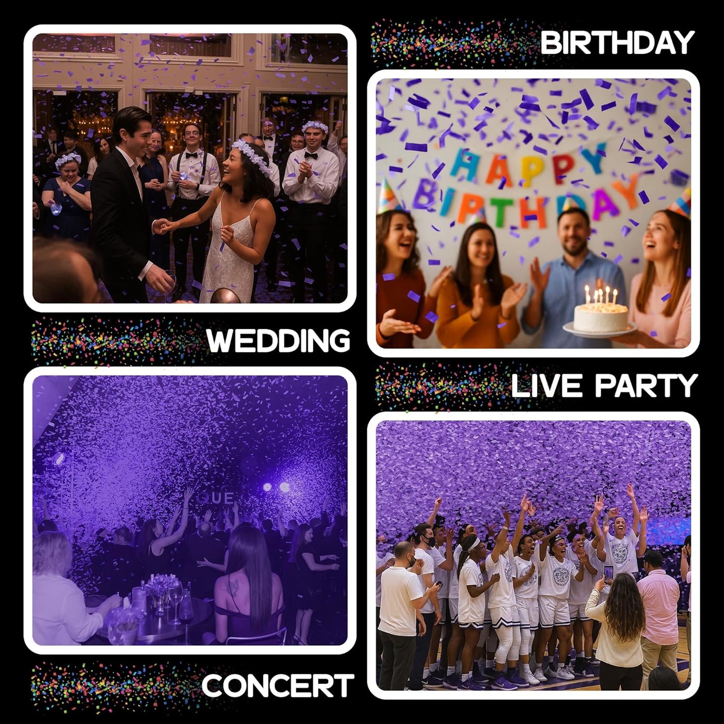 Ultimate Confetti, Purple Biodegradable Confetti - Rectangular Fluttering Tissue Paper Confetti for Cannon and Launcher use – Best for Gender Reveal, Parties, Concerts and Weddings - 20 lb, 320 oz