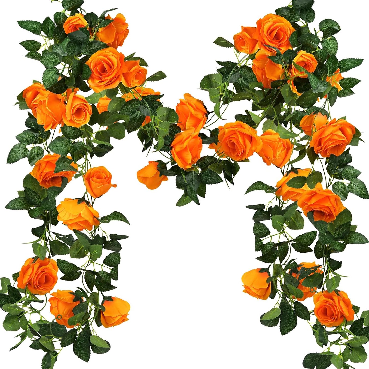 FiveSeasonStuff 29 Ft 4 Pack Rose Silk Flower Garland Artificial Flowers Decoration Hanging Floral Décor for Wedding Baby Shower Birthday Party Garden (Mandarin Orange)
