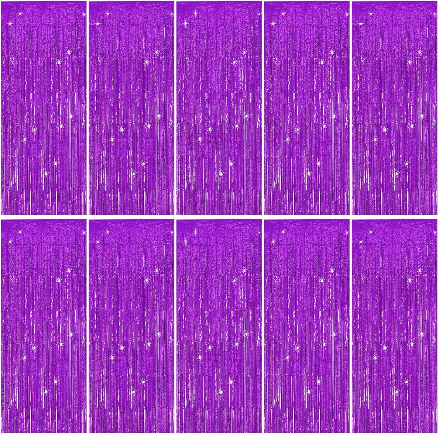 Tinsel Curtain Party Backdrop Purple Birthday Decorations 10 Packs Glitter Foil Fringe Curtain Party Decor Streamers Photo Booth for Birthday Christmas Wedding Halloween Graduation Decorations
