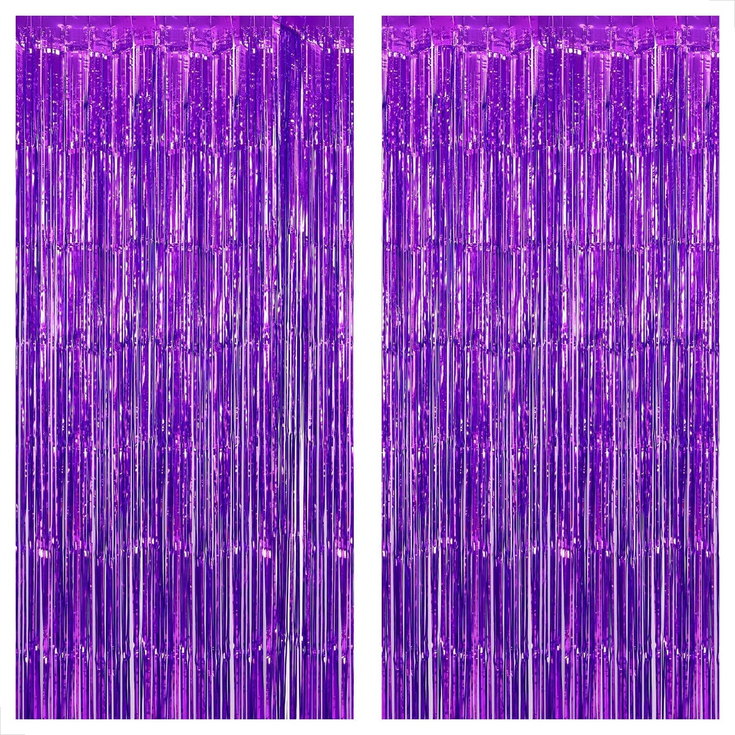 KatchOn, Metallic Purple Foil Fringe Curtain - Pack of 2 | Streamer Backdrops for Purple Birthday Decorations | Bachelorette, New Year, Halloween Party Decorations | Unicorn, Mermaid Party Decoration