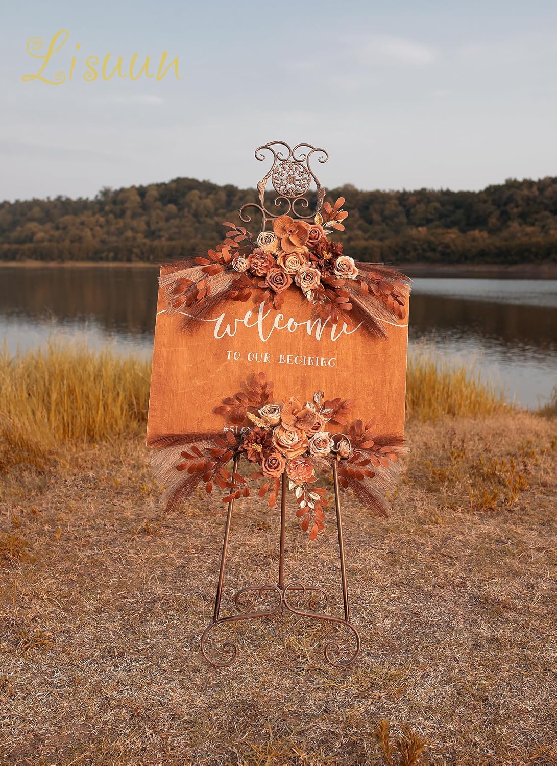 Wedding Arch Flowers, Artificial Flowers for Reception Backdrop and Welcome Ceremony Sign, Large Flower Swag for Dreamy Romantic Wedding Ceremony Floral Decor - Pack of 2