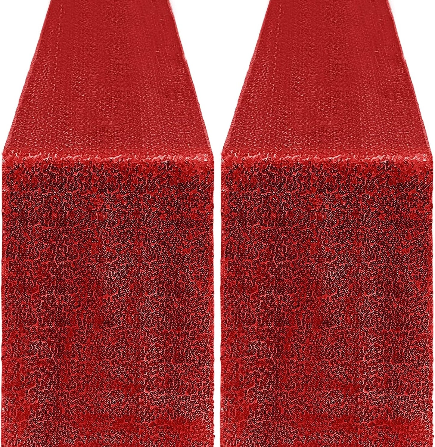 2 Packs 12 x 72 inches Sequin Table Runner, Red Glitter Table Runner for Birthday Party Supplies Wedding Engagement Baby Shower Holiday Celebration Event Decorations
