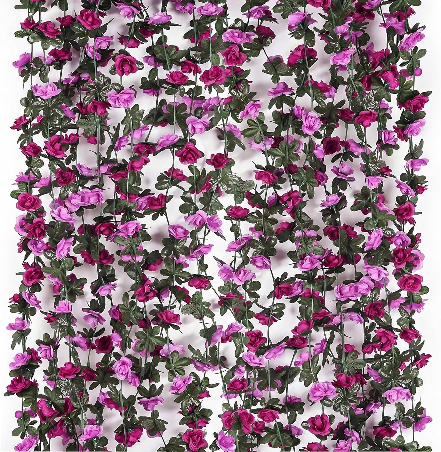 Miracliy 9Pcs 74FT Purple Flower Garland Artificial Rose Arch Vines Fake Spring Floral Garland for Flower Wall Backdrop Wedding Mothers Day Garden Tea Party Decoration