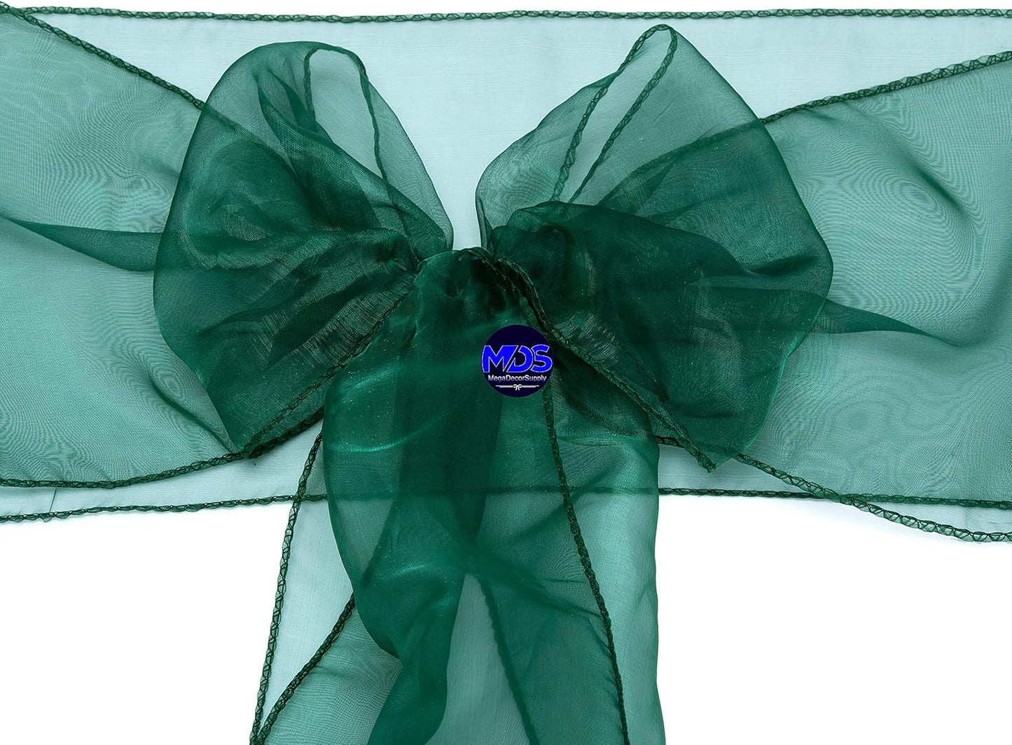 MDS Pack of 25 PCS Organza Chair Sashes Wider Dining Chair Bows Ribbon Tie Back for Wedding Party Birthday Bridal Shower Reception Event Banquet Home Chair Cover Decoration - Hunter Green