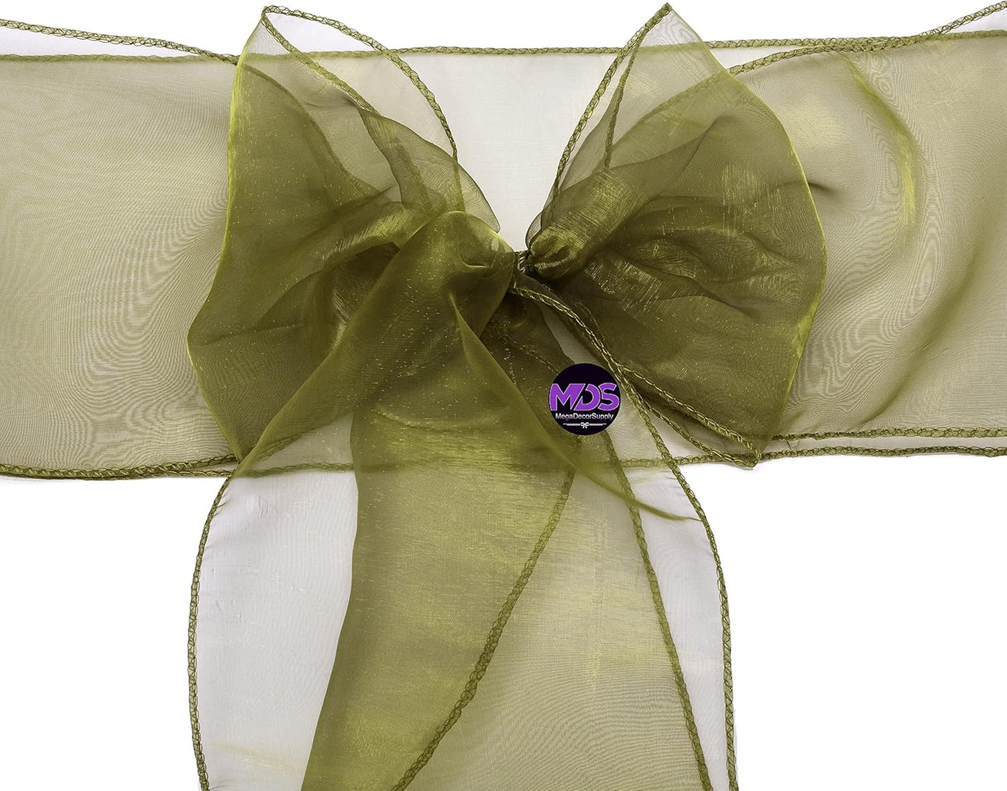 MDS Pack of 50 PCS Organza Chair Sashes Wider Dining Chair Bows Ribbon Tie Back for Wedding Party Birthday Bridal Shower Reception Event Banquet Home Chair Cover Decoration - Olive Green