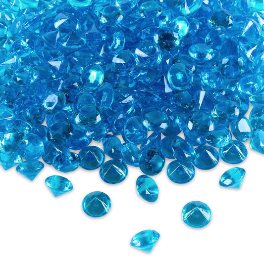 Super Z Outlet Acrylic Color Faux Round Diamond Crystals Treasure Gems for Table Scatters, Vase Fillers, Event, Wedding, Birthday Decoration Favor, Arts & Crafts (1 Pound, 240 Pieces) (Turquoise)