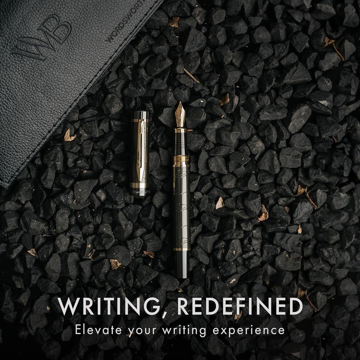 Wordsworth & Black Primori Fountain Pen Set [Gunmetal Gold]; Medium Nib, Gift Case, 24 Ink Cartridges, Refill Converter, Manual; Journaling, Calligraphy, Smooth Writing Pens; Left and Right Handed