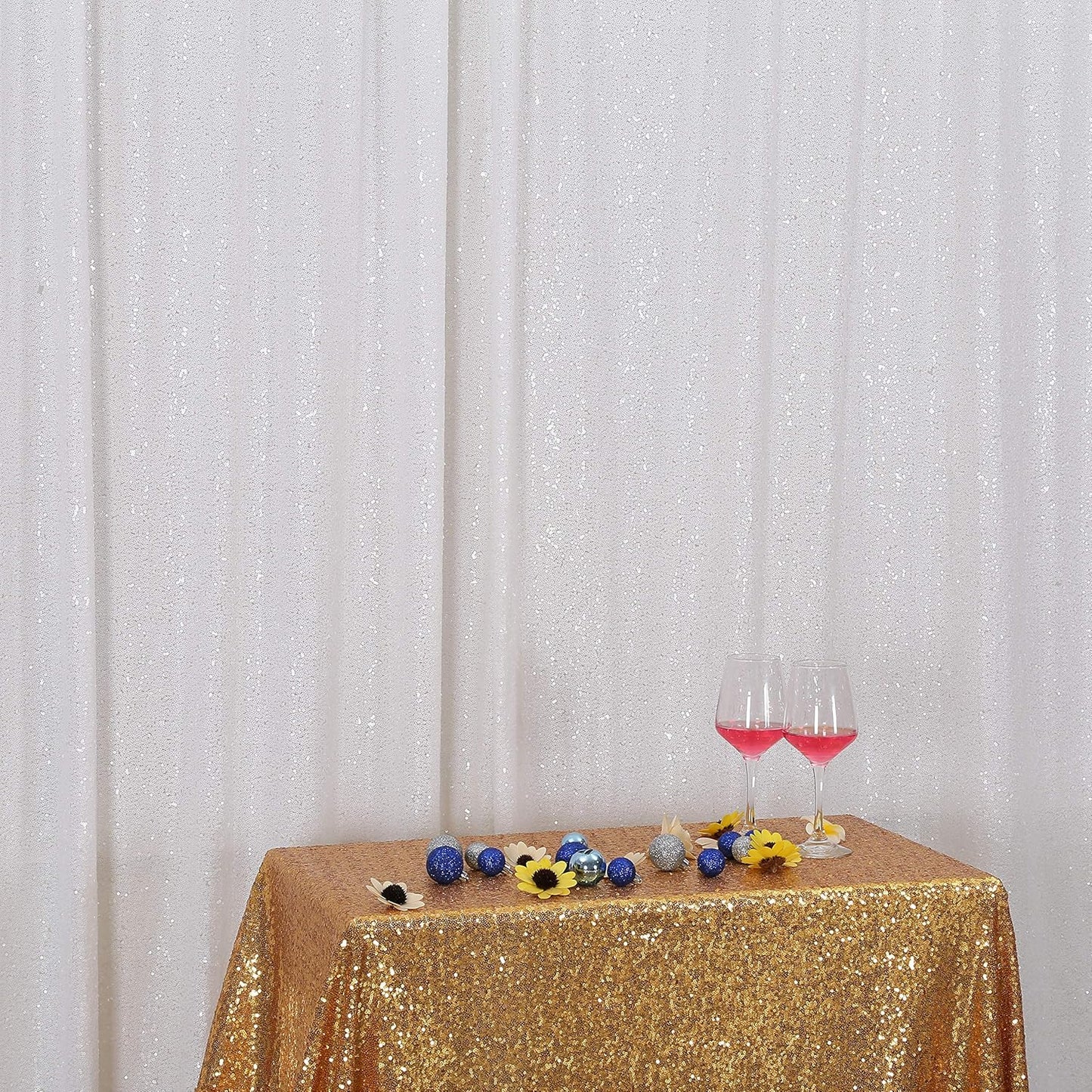 Eternal Beauty White Sequin Backdrop, 8x8 Ft Glitter Background Curtains for Christmas Shimmer Photography Party Wedding Birthday Back Drop Decor