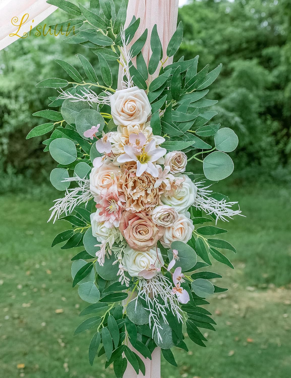 Wedding Arch Flowers, Artificial Flowers for Decoration, Large Flower Swag for Boho Styles Wedding Ceremony Floral Decor - Pack of 2